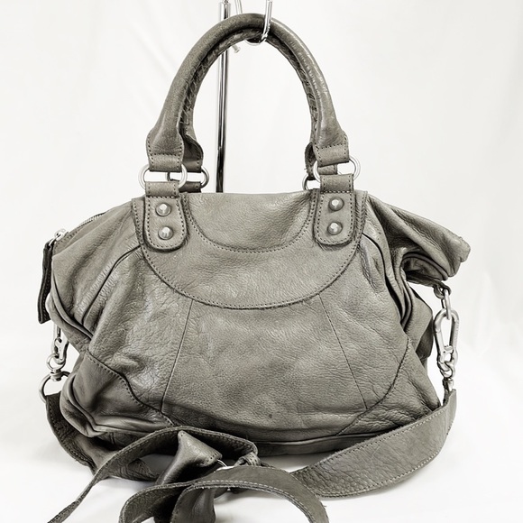 Liebeskind Handbags - LIEBESKIND Berlin Gray Weathered Leather Hobo Bag With Removable Crossbody Strap